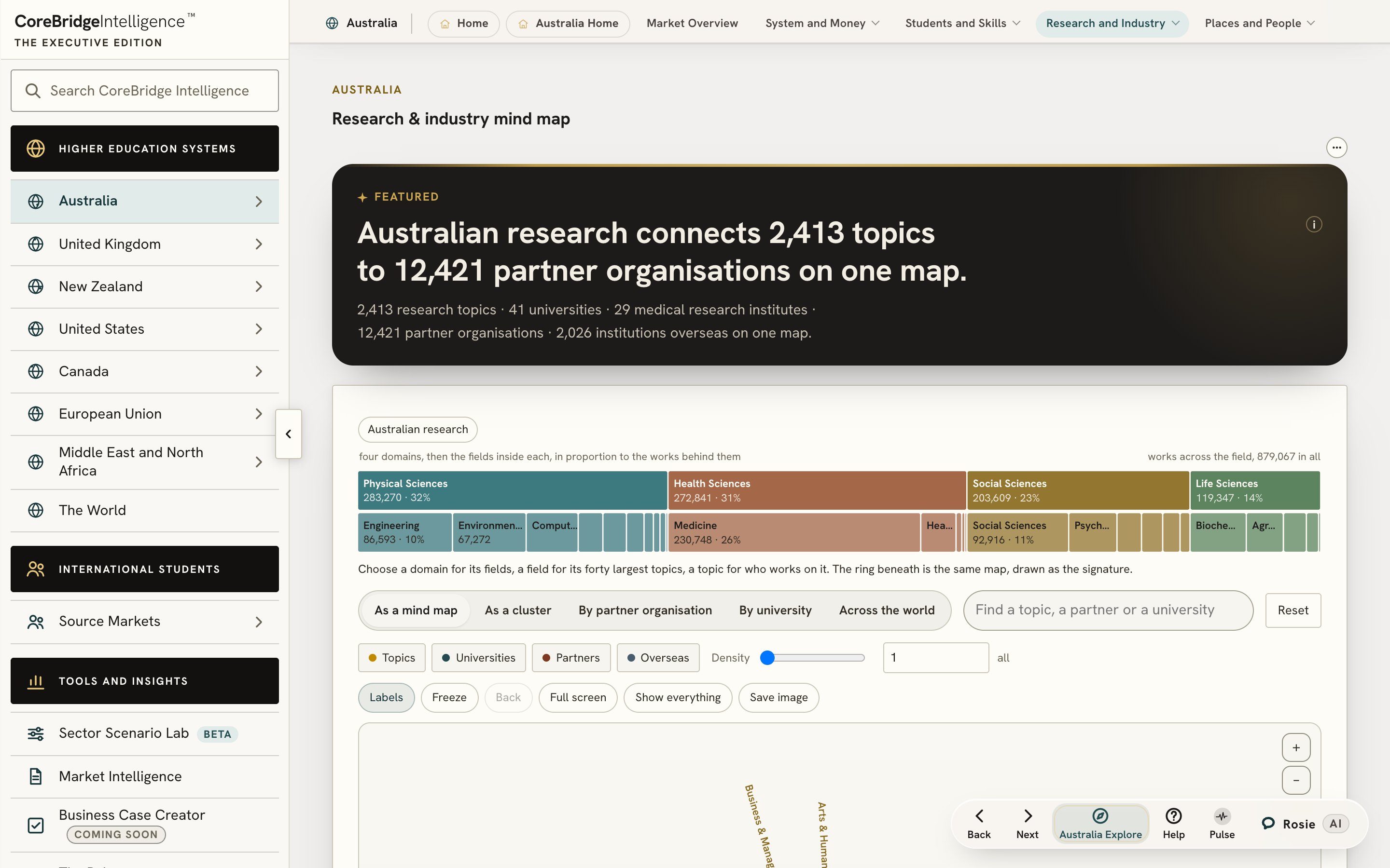 The research and industry map, on a laptop