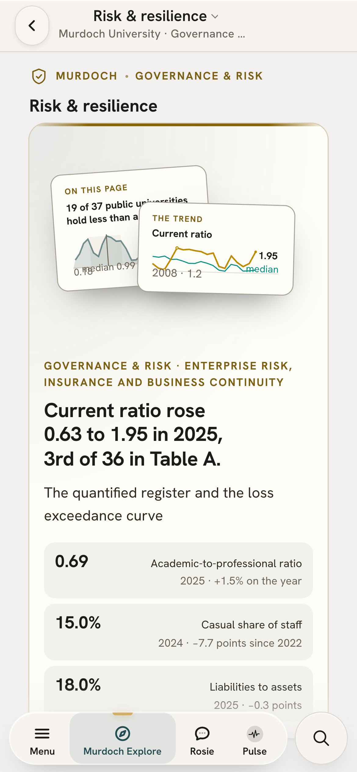 The risk page on a phone