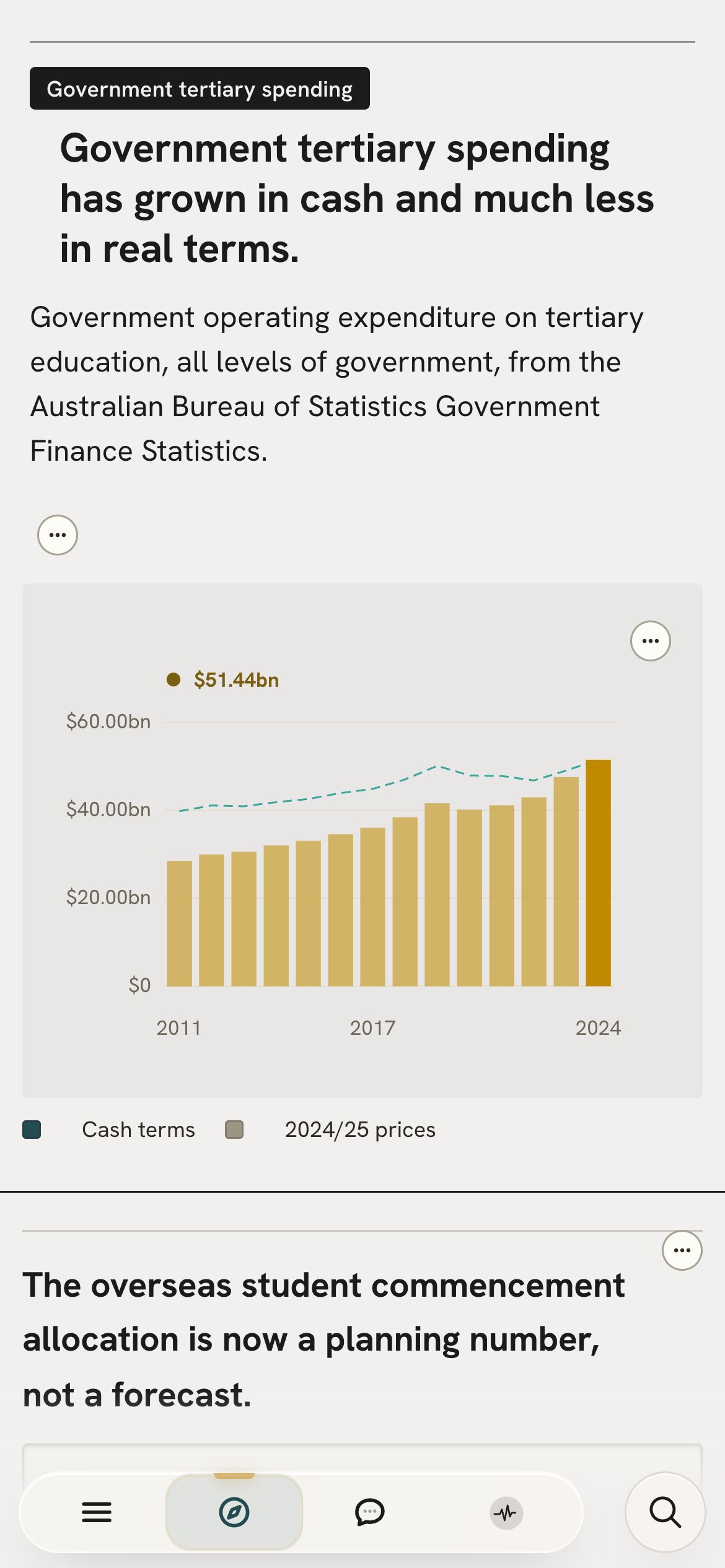 The trends and policy page on a phone