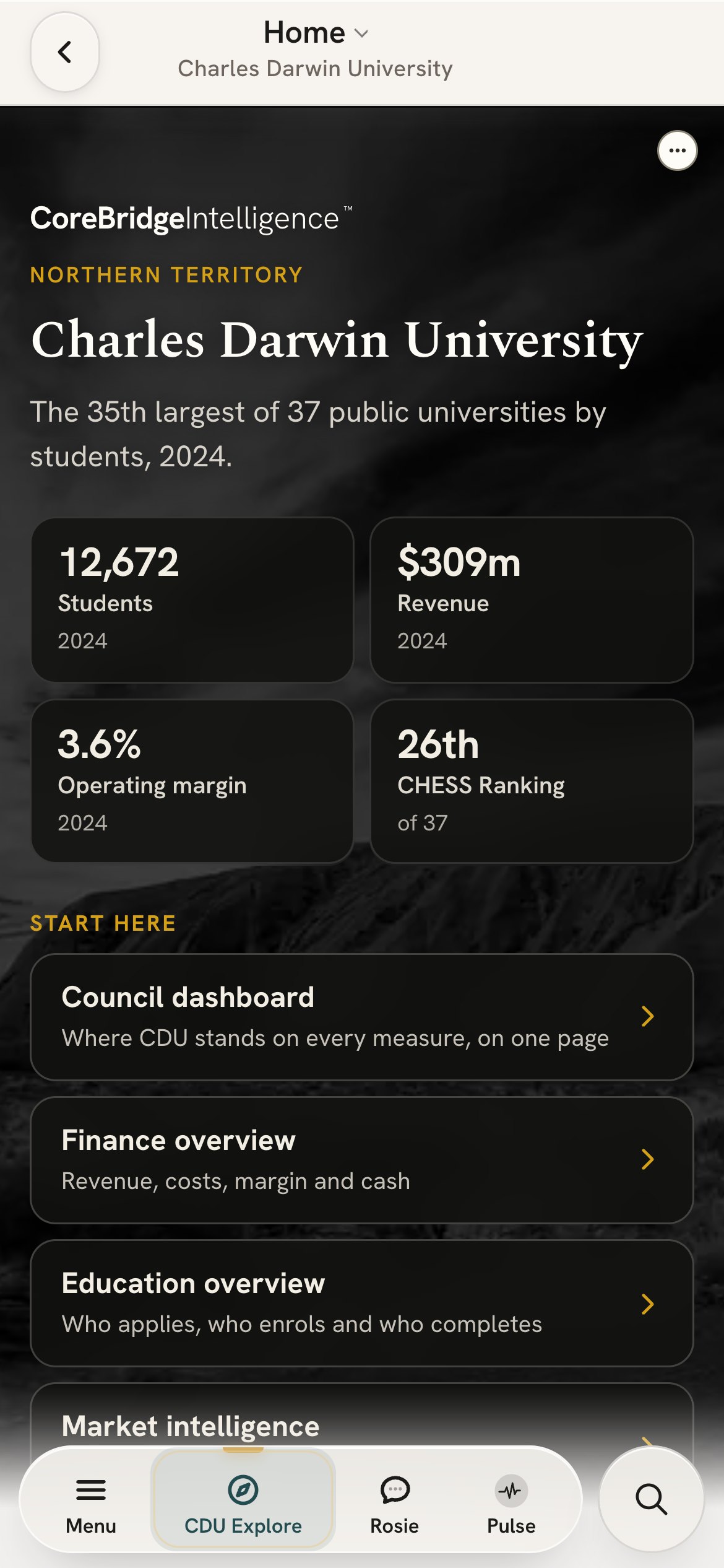 An Australian university’s front page in the Edition