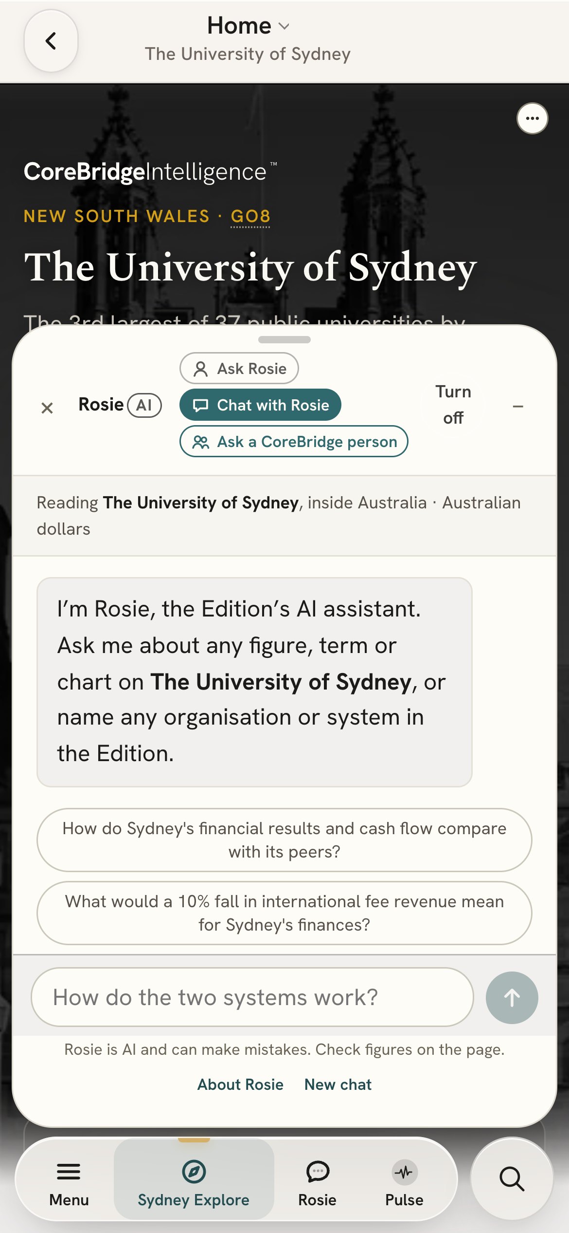 Rosie's chat on a phone