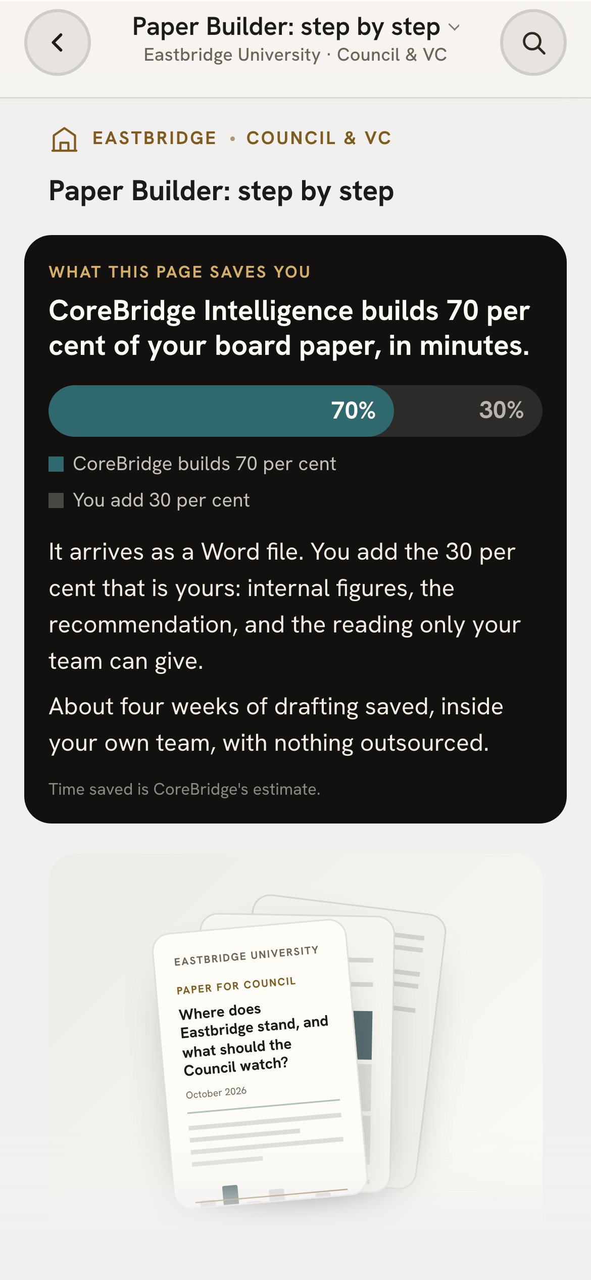 The board paper builder on a phone